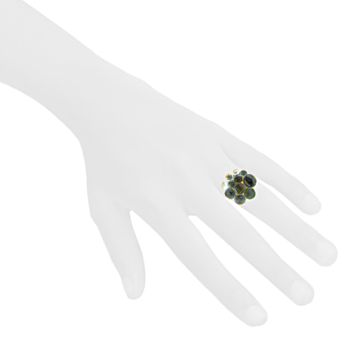 Pomellato Mora ring in yellow gold and aquamarine - Detail D1