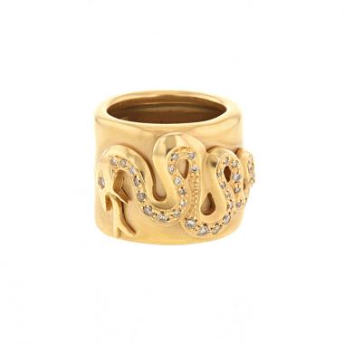 Pomellato Eva large model sleeve ring in pink gold and diamonds