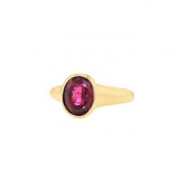 Anello solitario Bulgari in oro giallo e tormalina rosa