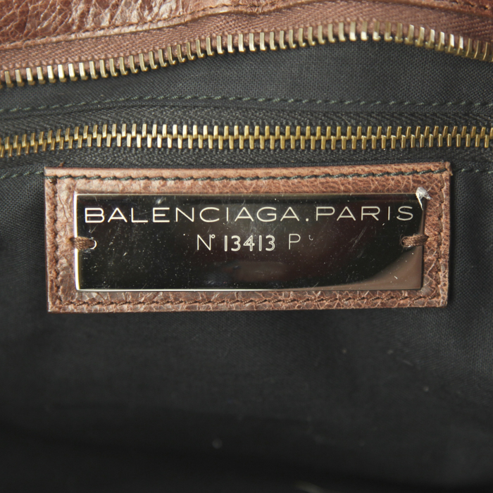 Sac à main Balenciaga Classic City en cuir marron - Detail D4