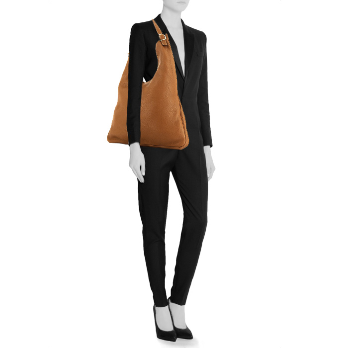 Borsa a spalla Hermes Massai in pelle gold - Detail D1