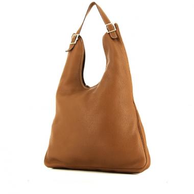 Bolso para llevar al hombro Hermes Massai en cuero color oro