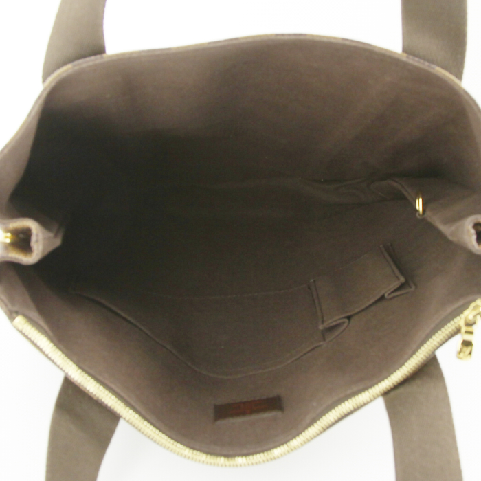 Shopping bag Louis Vuitton Beaubourg in tela a scacchi ebana e tela marrone - Detail D2