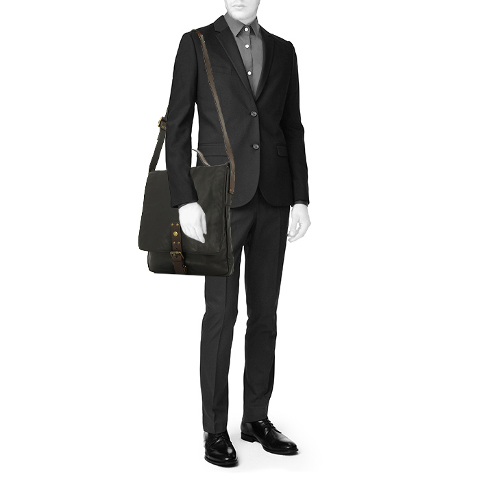 Borsa a tracolla Marc Jacobs in pelle nera e pelle marrone - Detail D1