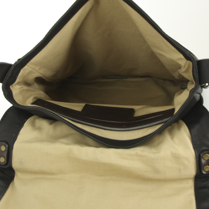 Sac bandoulière Marc Jacobs en cuir noir et cuir marron - Detail D2