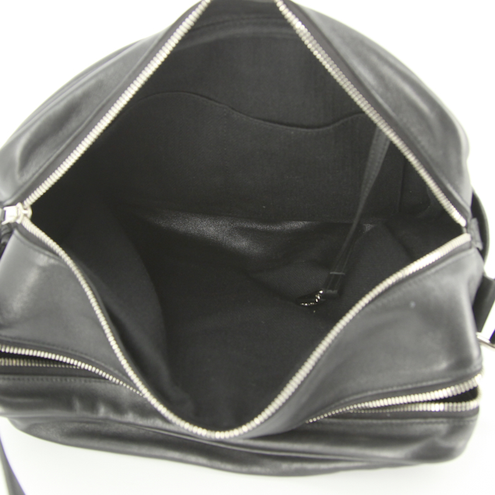 Sac bandoulière Hermes Hebdo Reporter en cuir noir - Detail D2