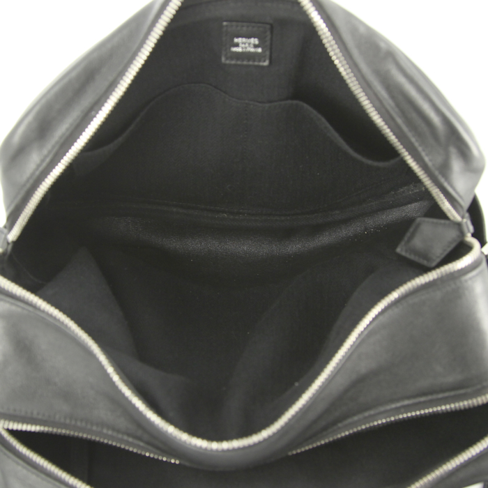 Hermes Hebdo Reporter shoulder bag in black leather - Detail D3