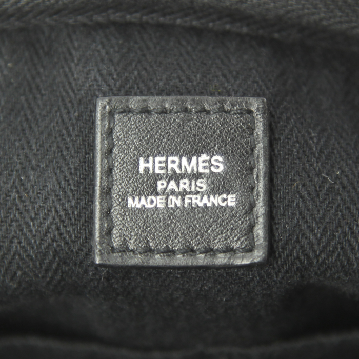 Hermes Hebdo Reporter shoulder bag in black leather - Detail D4