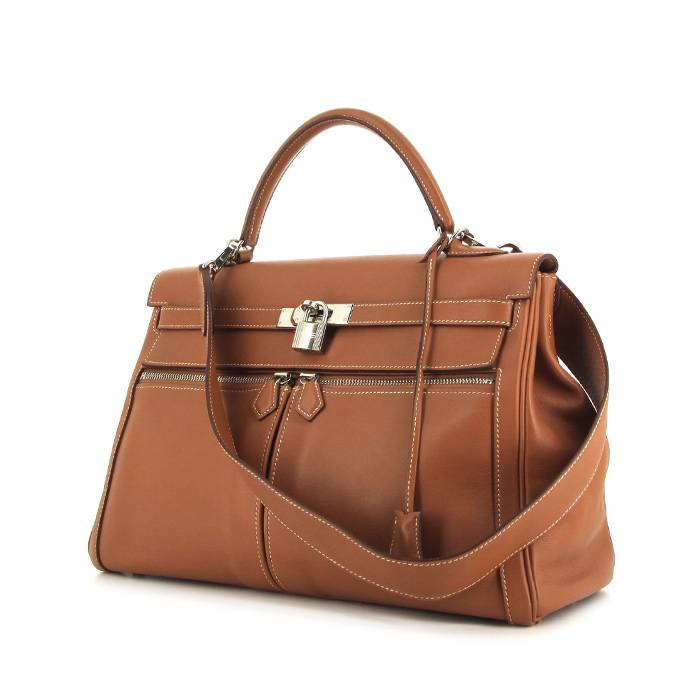 Sac à main Hermes Kelly Lakis en cuir Swift gold