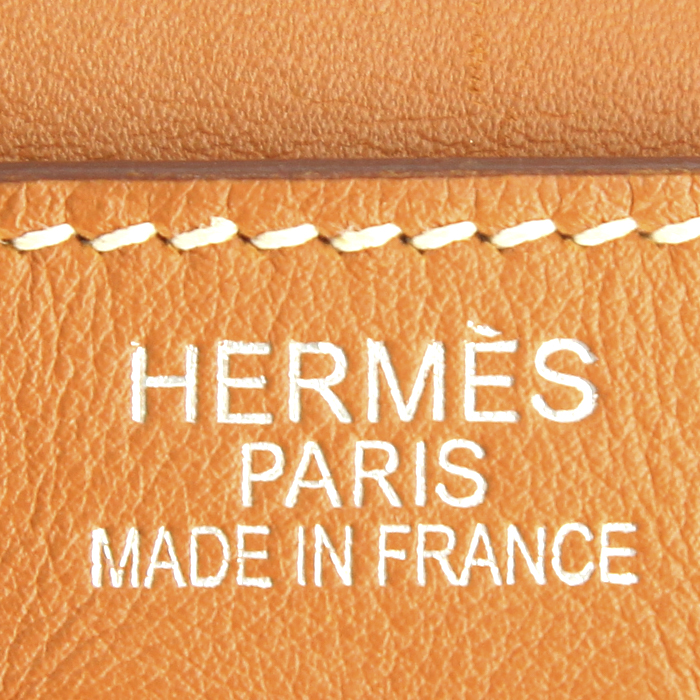 Bolso de mano Hermes Kelly Lakis en cuero swift color oro - Detail D4