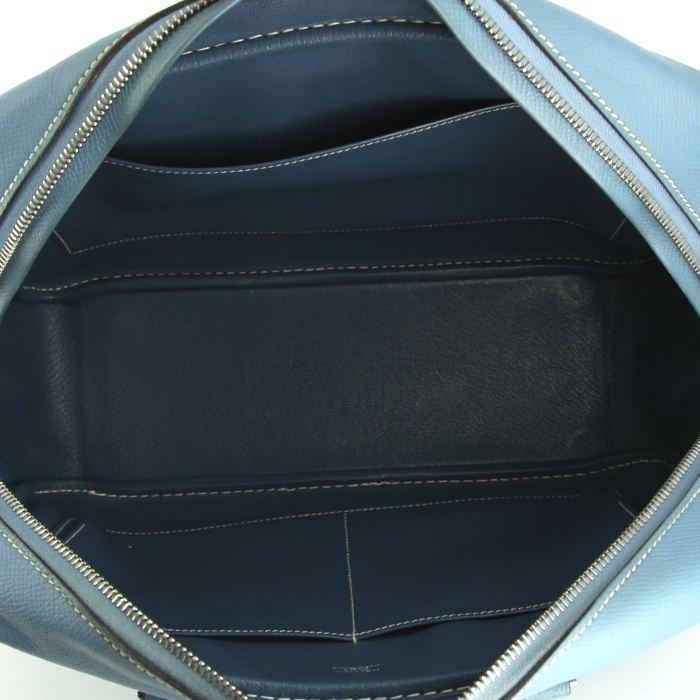 Hermes Plume large model handbag in blue jean epsom leather - Detail D2