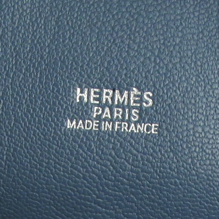 Hermes Plume large model handbag in blue jean epsom leather - Detail D3