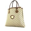 Shopping bag Gucci in tela monogram cerata beige e verde kaki e pelle di Pecari marrone - 00pp thumbnail