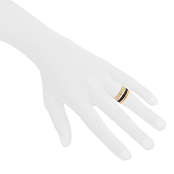 Boucheron Quatre large model ring in pink gold,  white gold and yellow gold - Detail D1