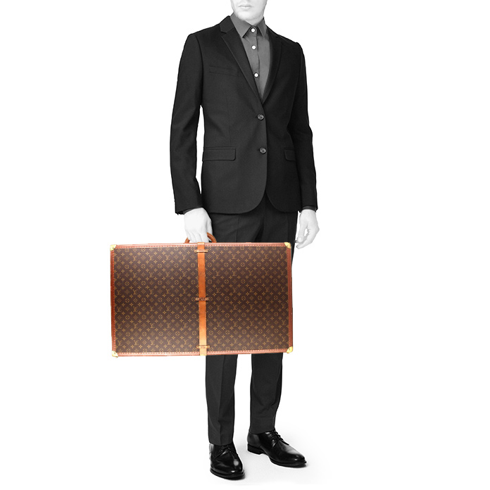 Louis Vuitton suitcase in monogram canvas and natural leather - Detail D1