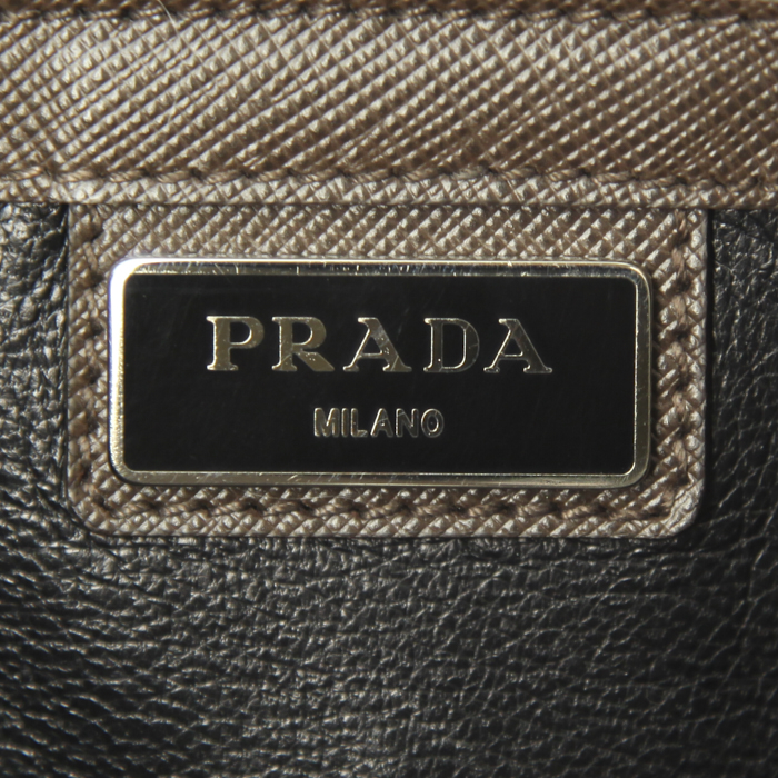 Shopping bag Prada in pelle saffiano marrone cioccolato - Detail D3