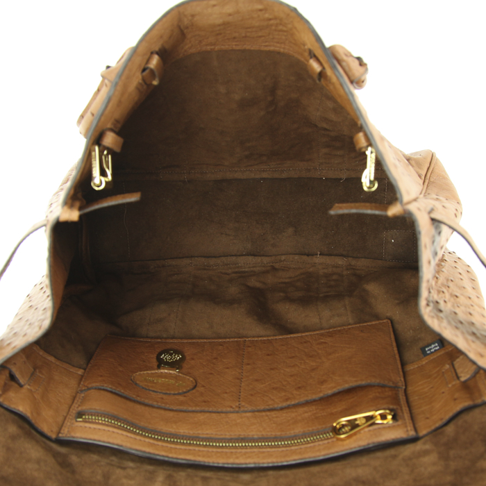 Sac porté épaule ou main Mulberry Bayswater en autruche gold - Detail D2