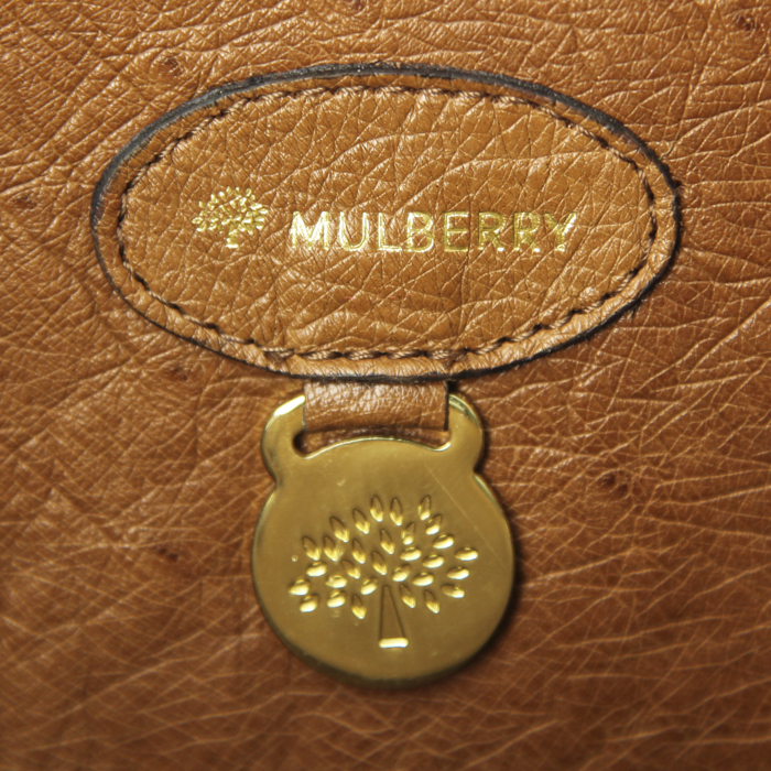 Sac porté épaule ou main Mulberry Bayswater en autruche gold - Detail D3