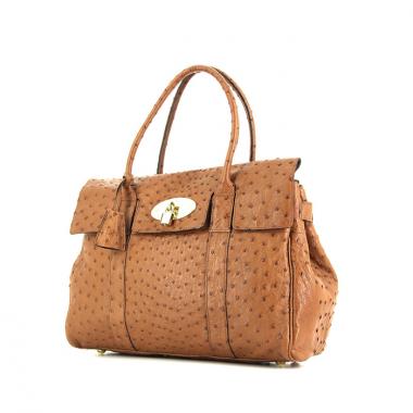 Bolso para llevar al hombro o en la mano Mulberry Bayswater en avestruz color oro
