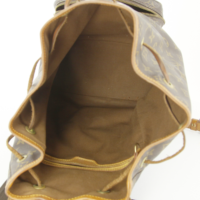 Mochila Louis Vuitton Montsouris Backpack en lona Monogram y cuero natural - Detail D2