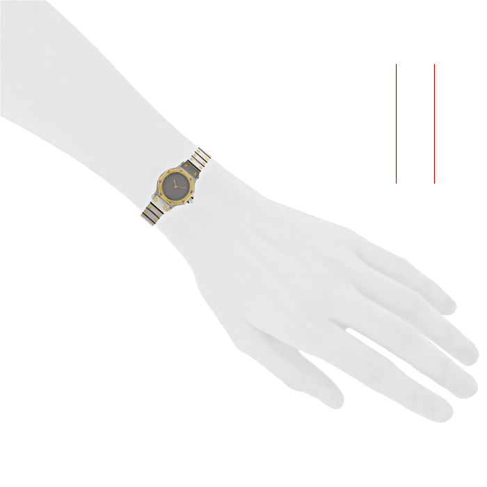 Cartier Santos Ronde watch in gold and stainless steel Circa  1980 - Detail D1