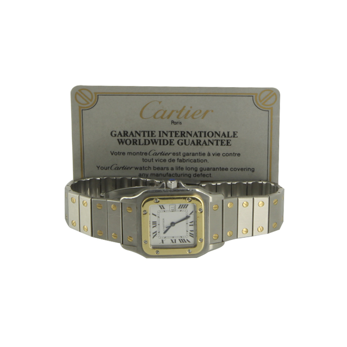 Cartier Santos watch in gold and stainless steel - Detail D2