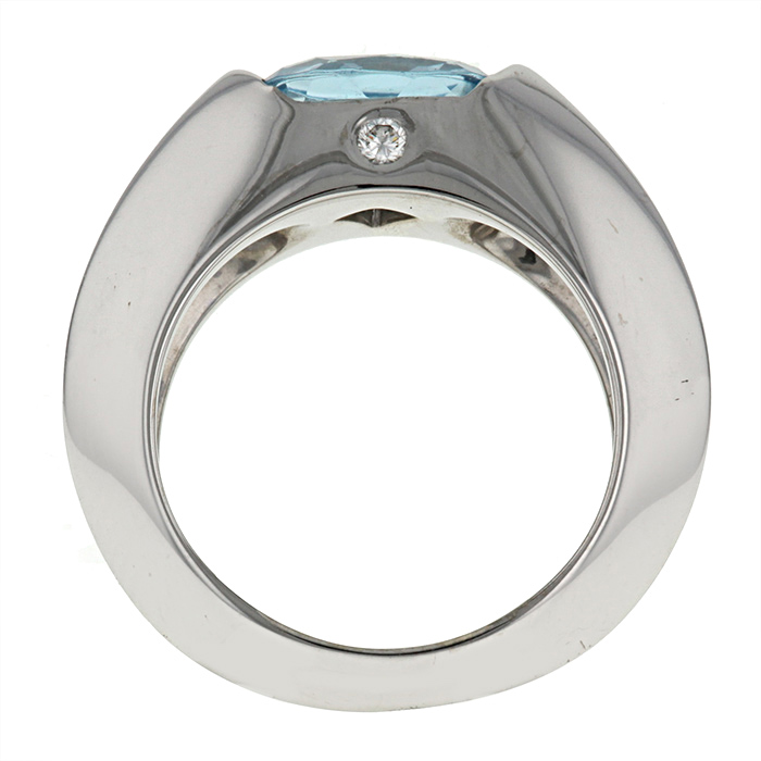 Sortija asimétrica Piaget en oro blanco, diamante y aguamarina - Detail D2