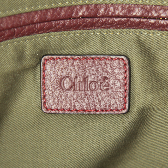 Bolso de mano Chloé Marcie modelo grande en cuero color burdeos - Detail D3