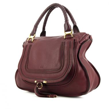 Bolso de mano Chloé Marcie modelo grande en cuero color burdeos