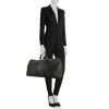 Louis Vuitton Keepall 55 cm travel bag in damier graphite canvas and black leather - Detail D1 thumbnail