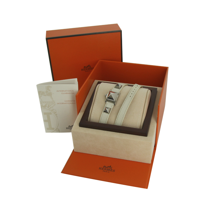 Montre Hermes mini Médor en acier Ref :  ME2.210 Vers  2008 - Detail D2