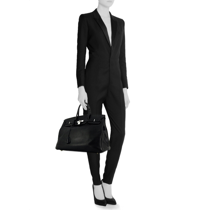 Sac à main Hermes Birkin 40 cm en cuir togo noir - Detail D1
