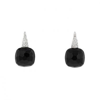 Pomellato Capri earrings in white gold,  jet and diamonds