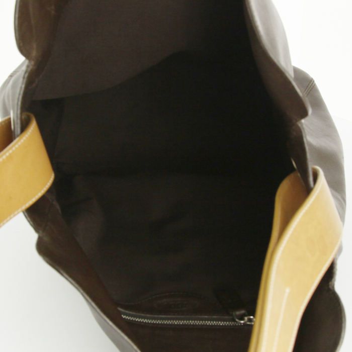 Borsa a spalla Tod's in pelle marrone scuro e gold - Detail D2