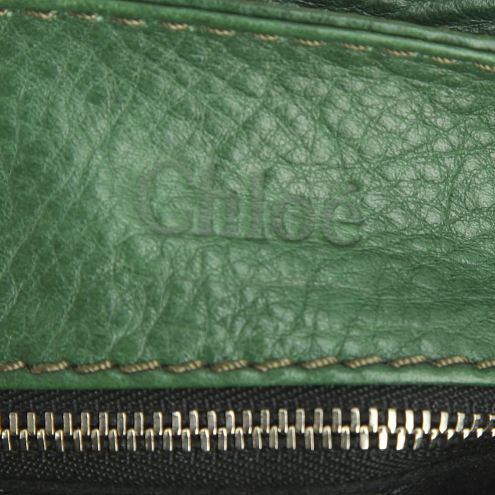 Sac à main Chloé Paddington en cuir grainé vert - Detail D3