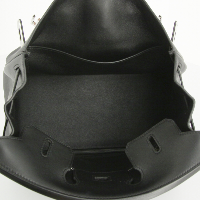 Bolso de mano Hermes Birkin 25 cm en cuero swift negro - Detail D2