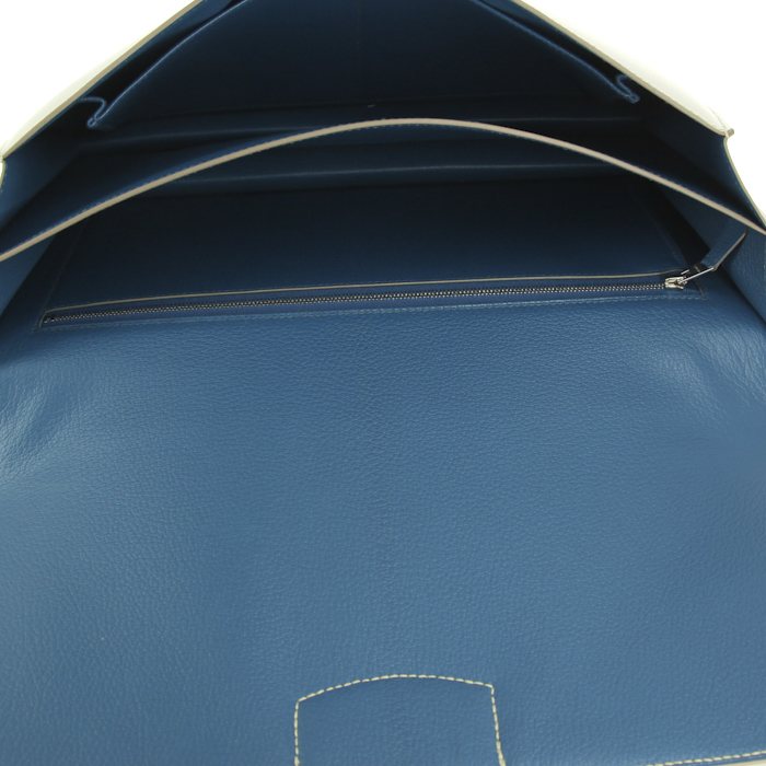 Porta-documentos Hermes Sac à dépêches en cuero box gris y azul - Detail D2