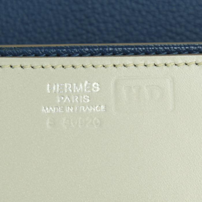 Borsa portadocumenti Hermes Sac à dépêches in pelle box grigia e blu - Detail D3