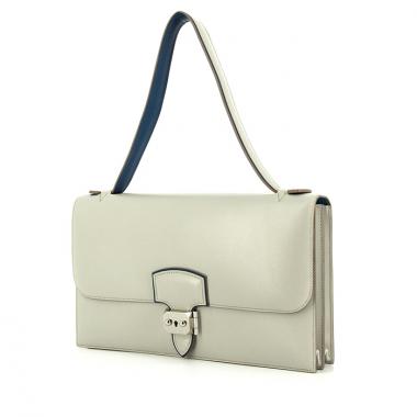 Borsa portadocumenti Hermes Sac à dépêches in pelle box grigia e blu