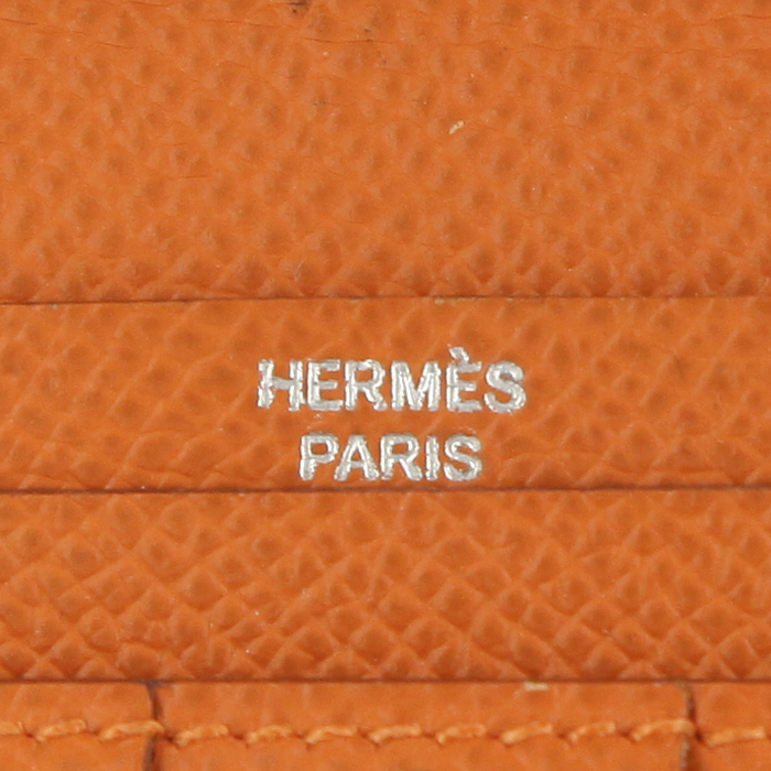 Hermes Béarn wallet in orange epsom leather - Detail D3