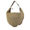 Gucci bag worn on the shoulder or carried in the hand in beige monogram canvas and brown leather - 00pp thumbnail