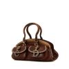Handbag in chocolate brown leather and brown leather - 00pp thumbnail