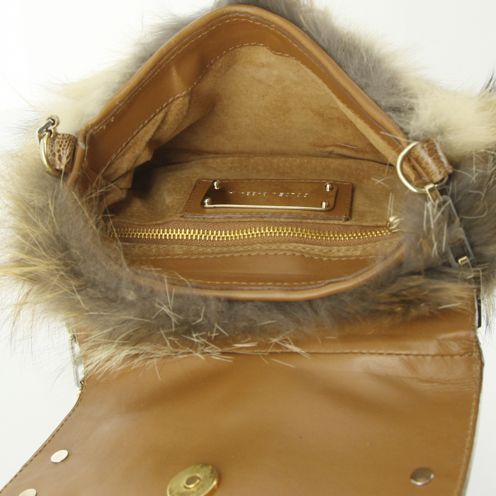 Borsa Dolce & Gabbana in pelliccia e pelle marrone - Detail D2