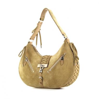 Bolso de mano Dior en ante y cuero beige