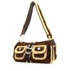 Dior Flight handbag in chocolate brown suede and off-white whool - 00pp thumbnail