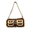 Dior Flight handbag in chocolate brown suede and off-white whool - 360 thumbnail