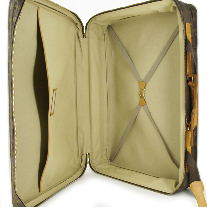 Maleta flexible Louis Vuitton Satellite en lona Monogram y cuero natural - Detail D2
