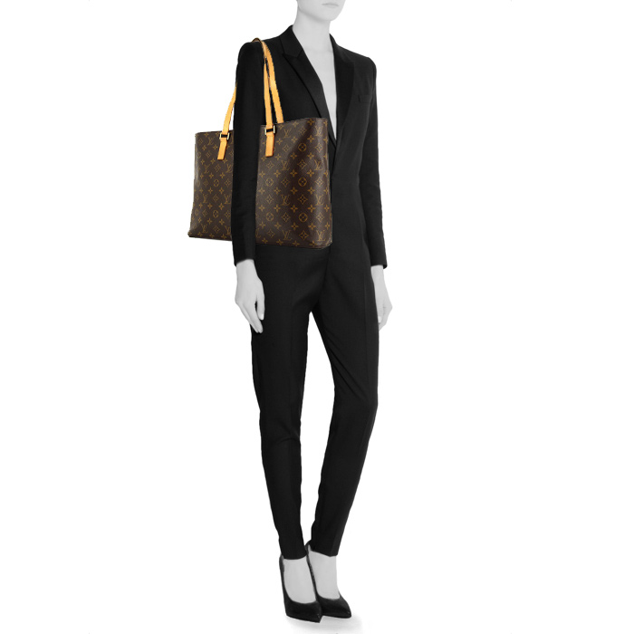 Sac cabas Louis Vuitton Luco en toile monogram et cuir naturel - Detail D1