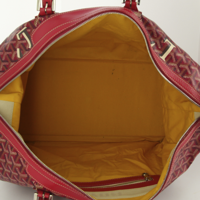 Sac de voyage Goyard Boeing 45 en toile monogram et cuir rose - Detail D2