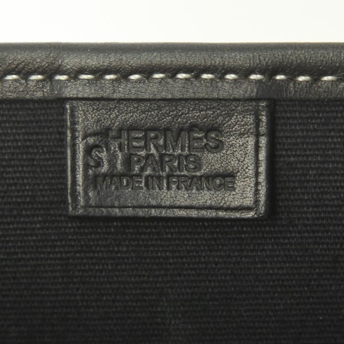Bolso zurrón Hermes Buenaventura en lona negra y cuero negro - Detail D3